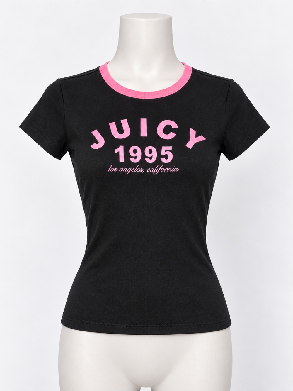 Juicy Couture Black Tee with Pink Logo and Trim